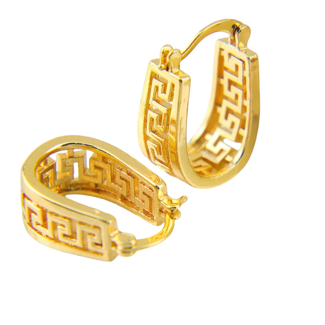 Huggie Hoop Greek Earrings For Women Unique 18K Gold filled Dubai Jewelry