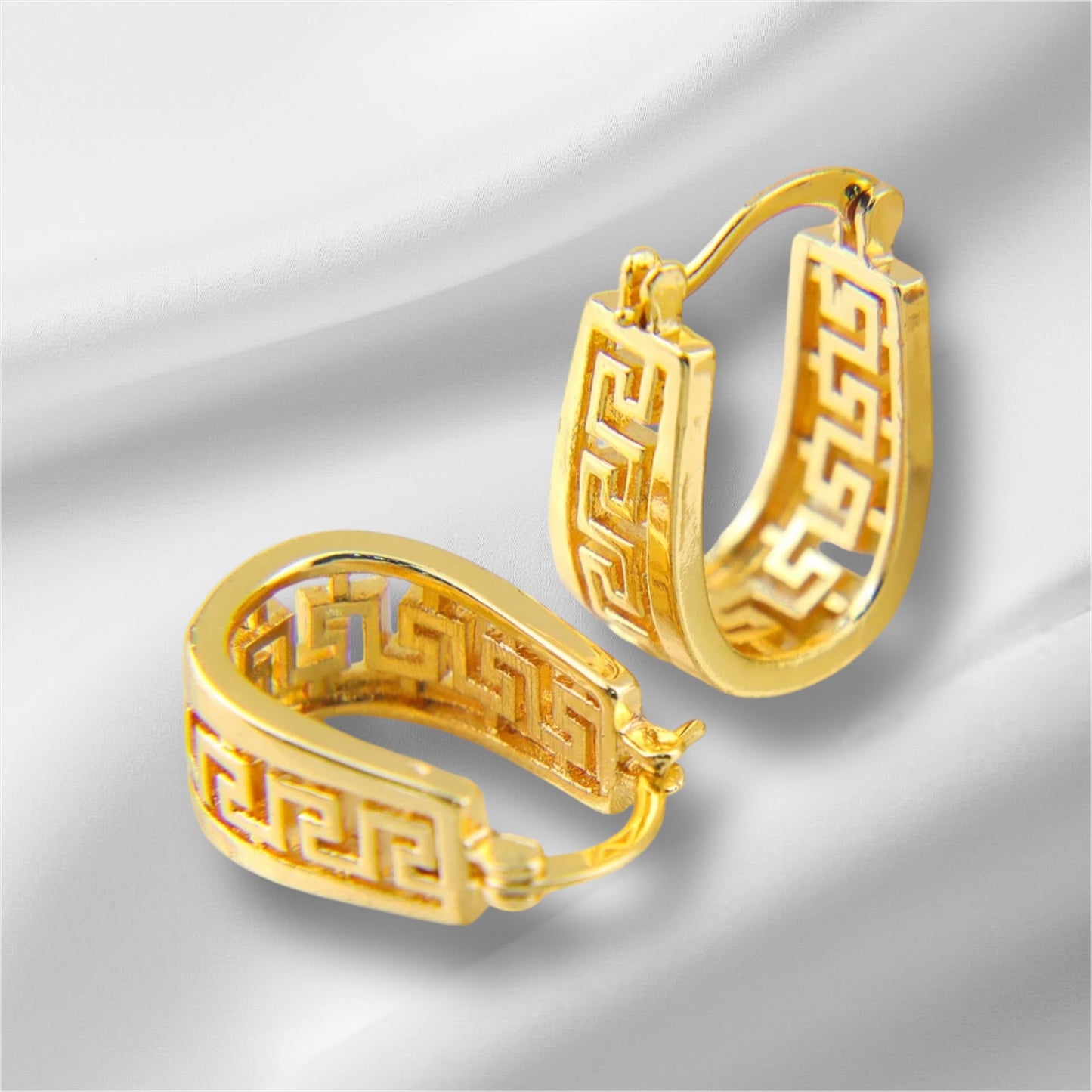 Huggie Hoop Greek Earrings For Women Unique 18K Gold filled Dubai Jewelry