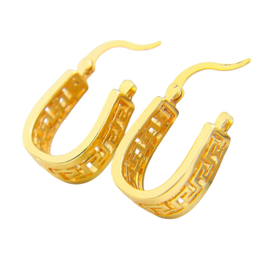 Huggie Hoop Greek Earrings For Women Unique 18K Gold filled Dubai Jewelry