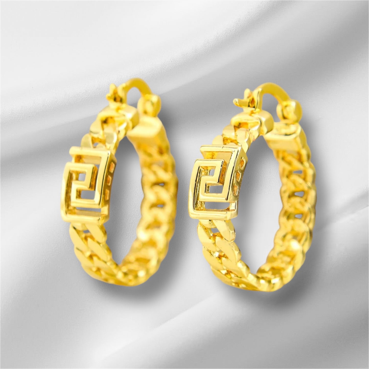 Greek hoop 18K Gold filled Dubai Link Chain Hoop Earrings for Women