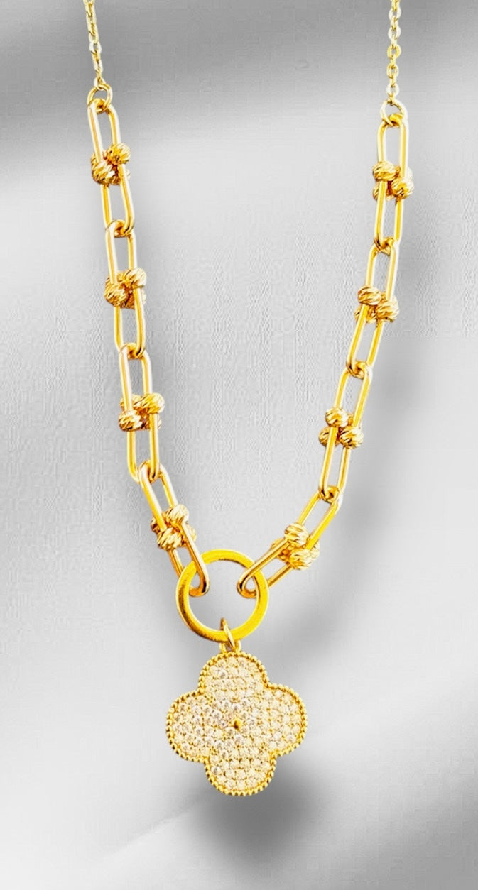 U Shaped Paperclip Chains Necklace for Women 18K Gold Filled Dubai