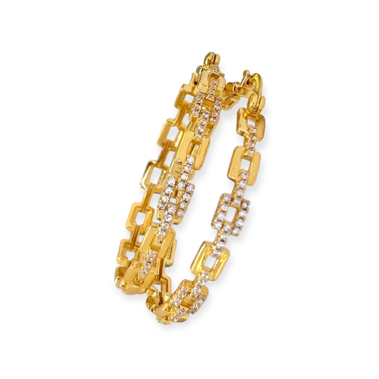18k Gold Filled Dubai Paper Clip Link Big Round Hoop Earring Jewelry