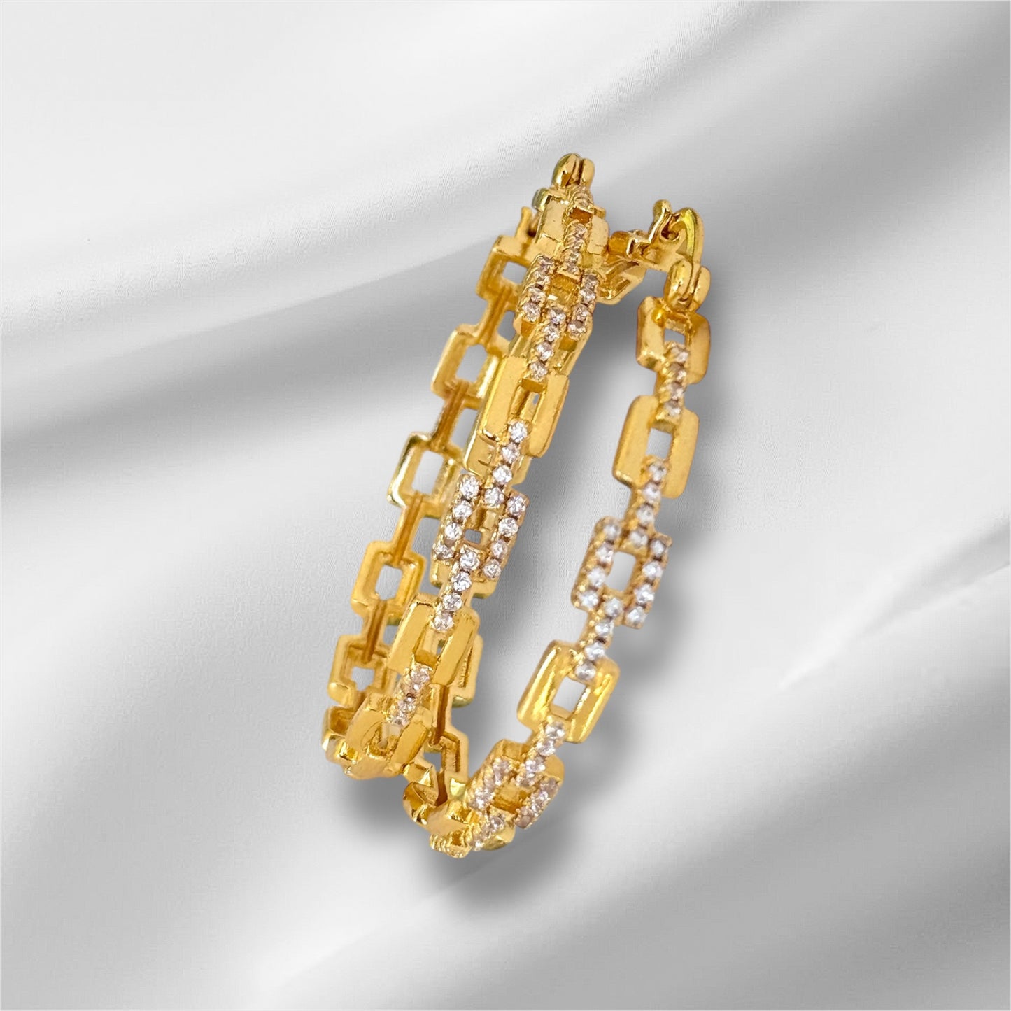 18k Gold Filled Dubai Paper Clip Link Big Round Hoop Earring Jewelry