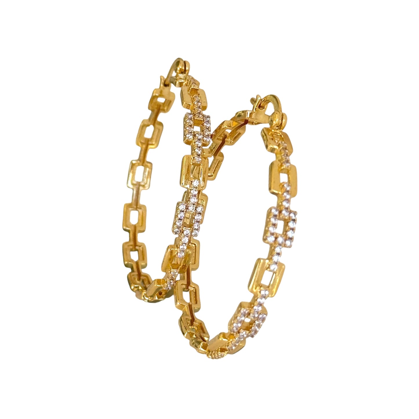 18k Gold Filled Dubai Paper Clip Link Big Round Hoop Earring Jewelry