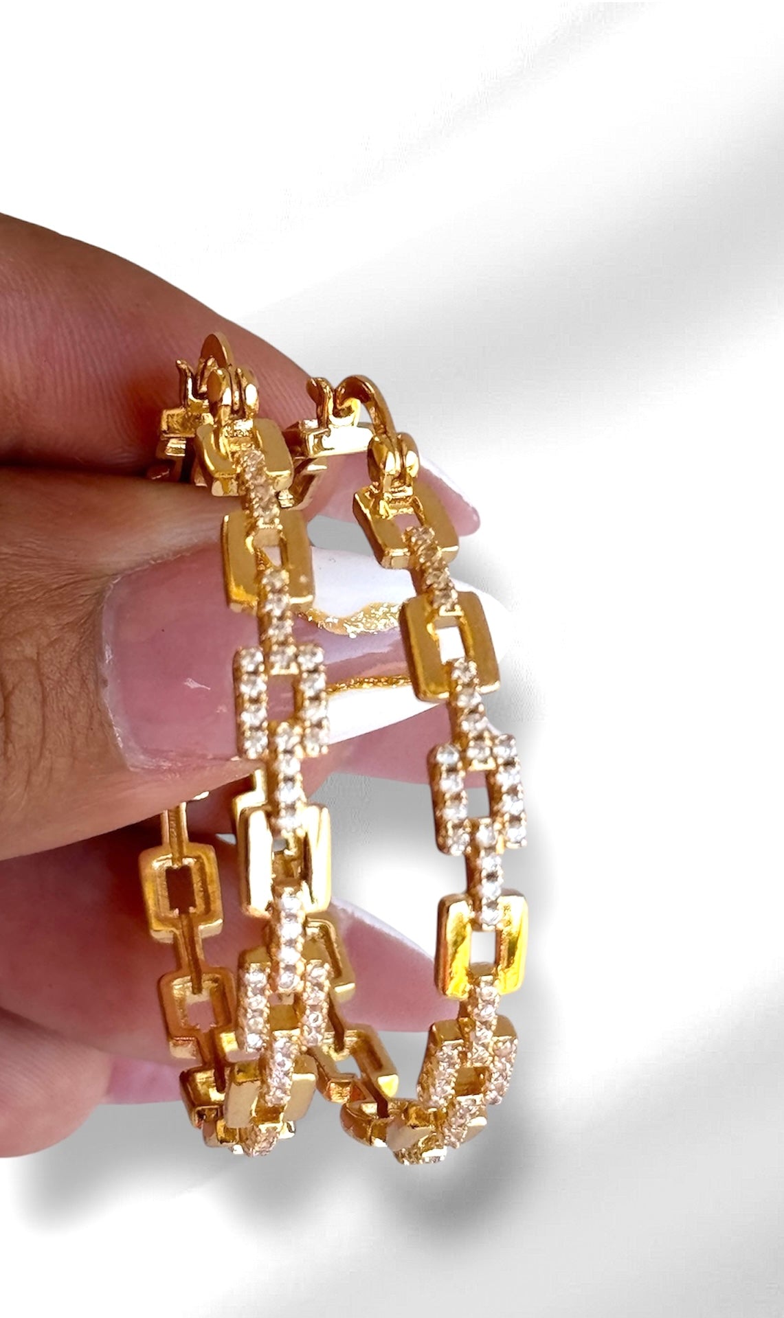 18k Gold Filled Dubai Paper Clip Link Big Round Hoop Earring Jewelry