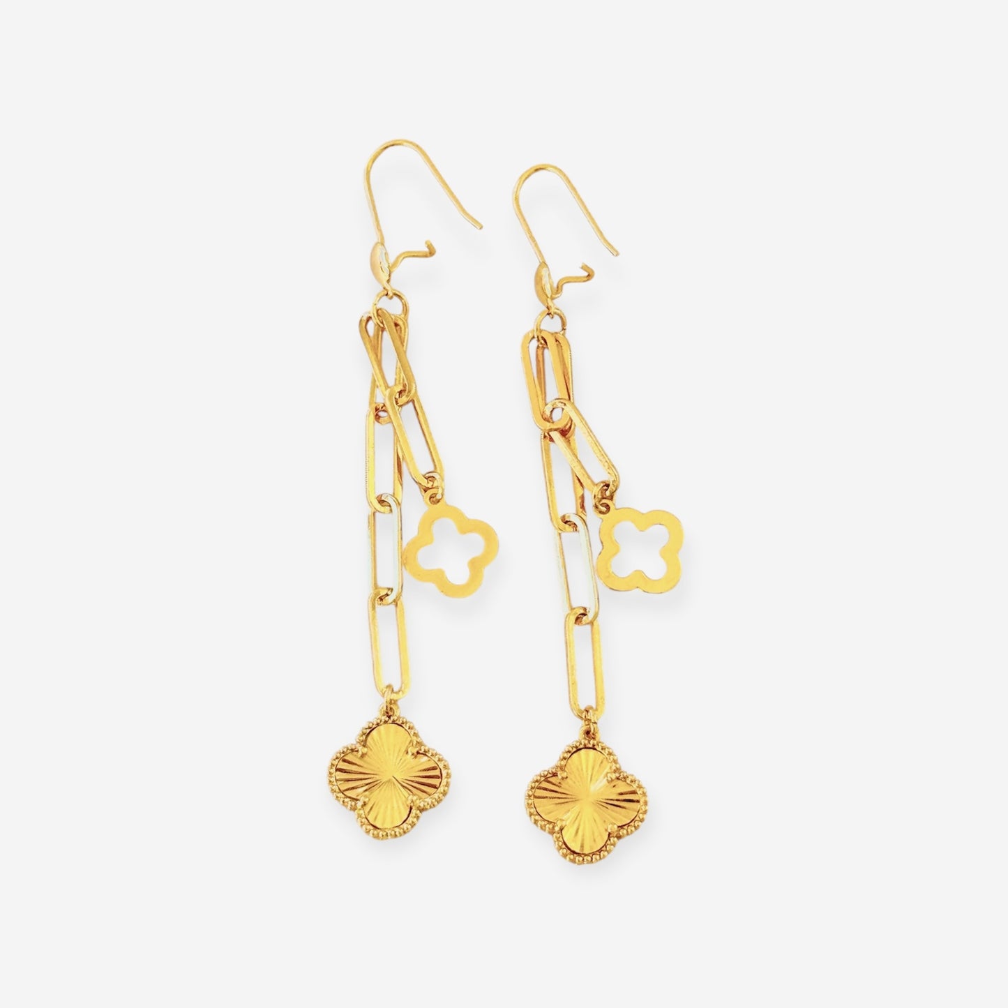 Paperclip Earrings for Women, Double Paper Clip Chain Link Long Earrings, Hypoallergenic (18k gold filled Dubai)