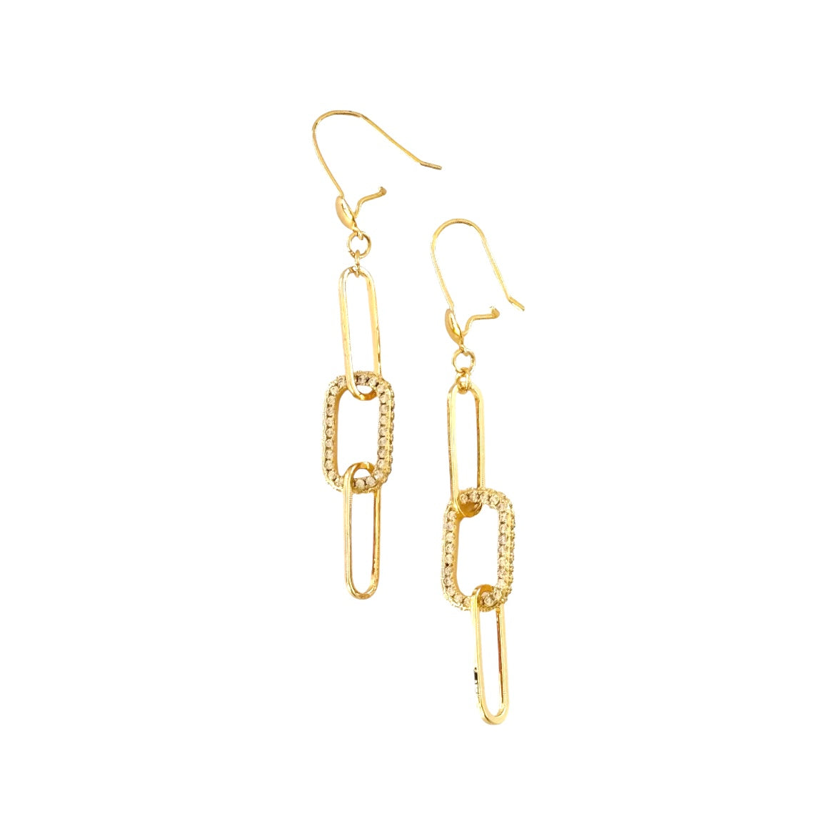 Paperclip Chain Link Earrings with Cubic Zirconia – Dangle Earrings