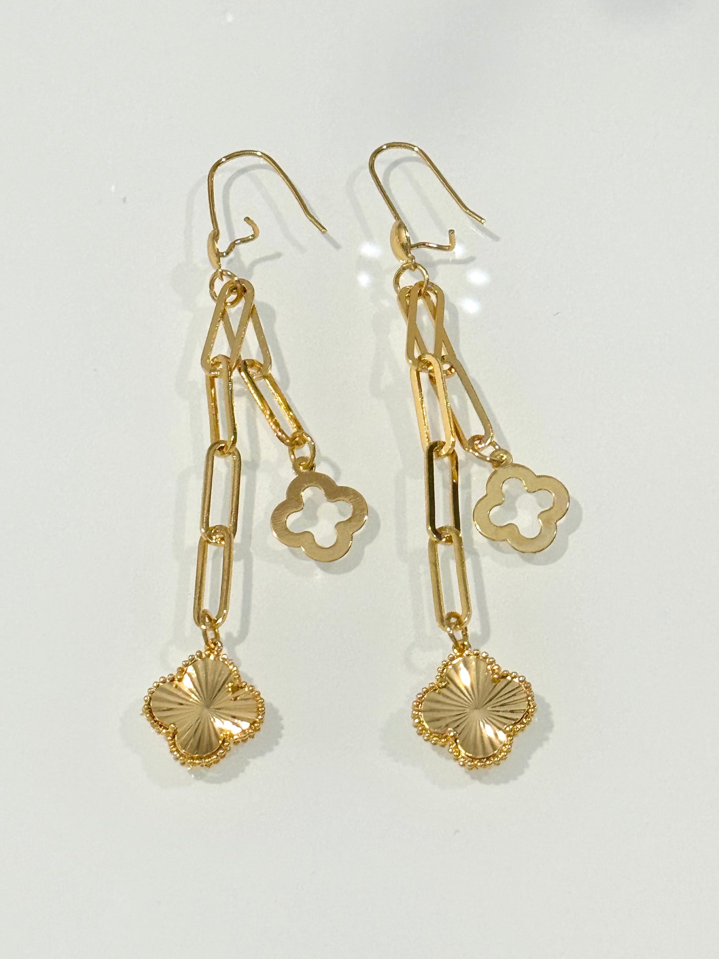 Paperclip Earrings for Women, Double Paper Clip Chain Link Long Earrings, Hypoallergenic (18k gold filled Dubai)
