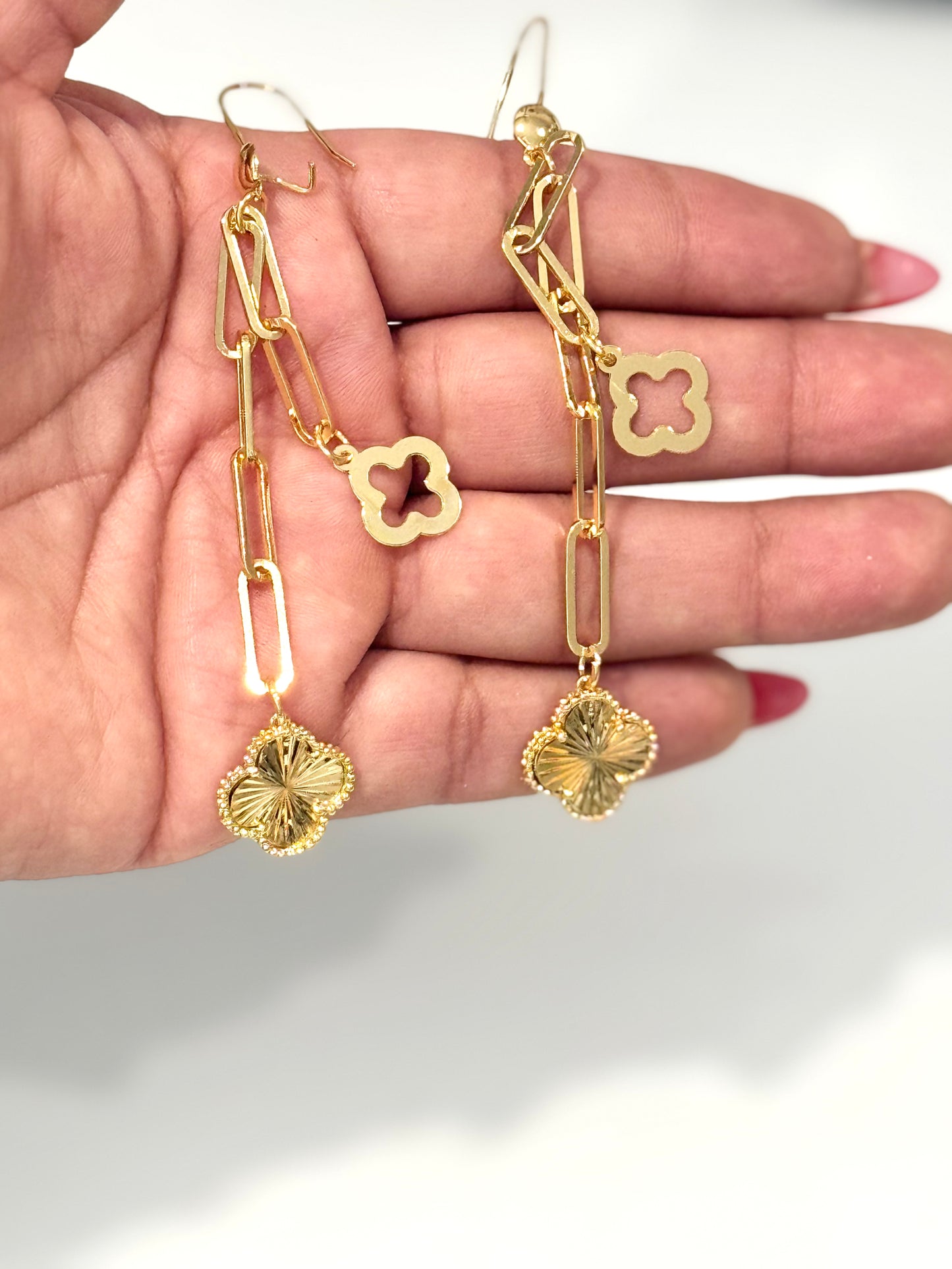 Paperclip Earrings for Women, Double Paper Clip Chain Link Long Earrings, Hypoallergenic (18k gold filled Dubai)