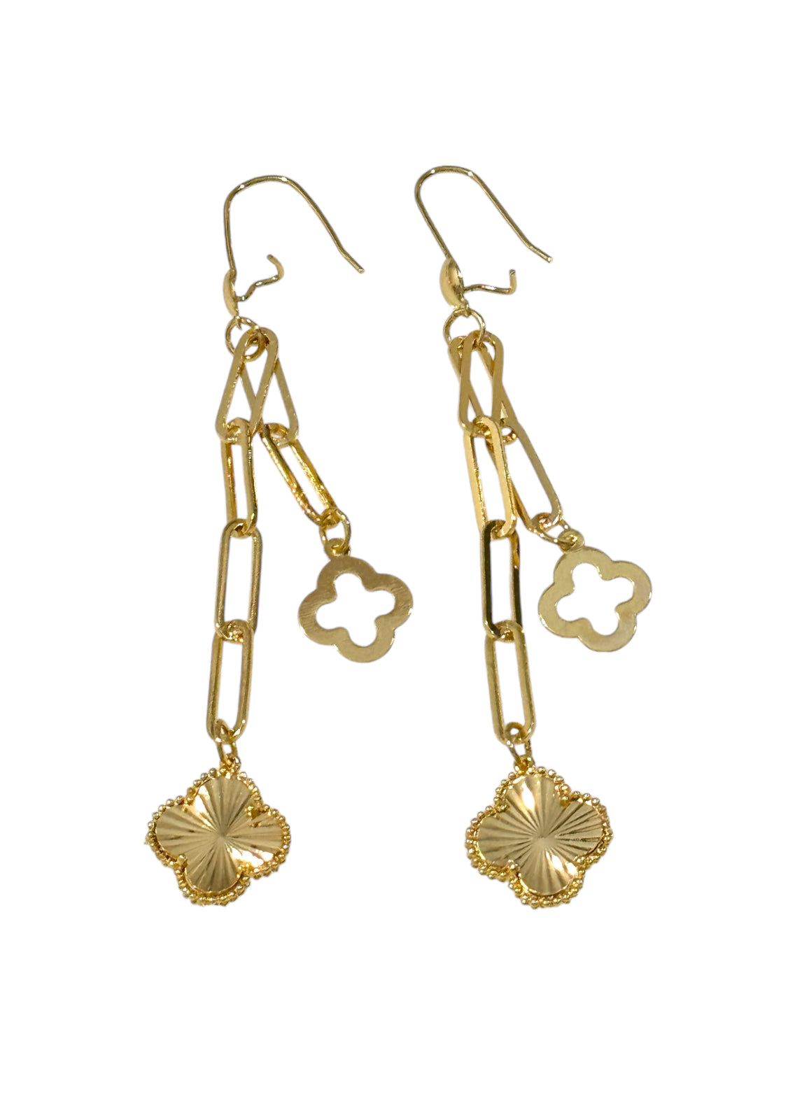 Paperclip Earrings for Women, Double Paper Clip Chain Link Long Earrings, Hypoallergenic (18k gold filled Dubai)
