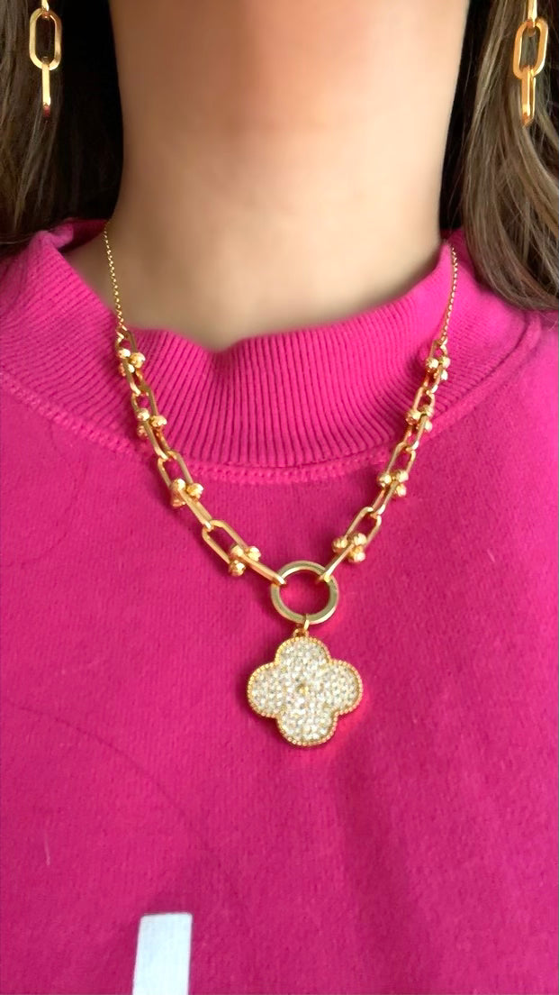 U Shaped Paperclip Chains Necklace for Women 18K Gold Filled Dubai