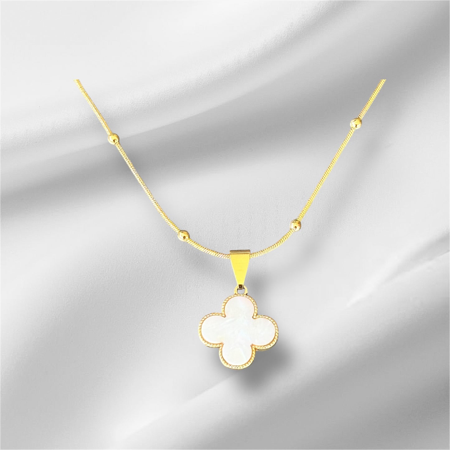 Round Bead Single Clover Bone Chain for Women - Delicate Clavicle Chain Jewelry with Elegant Design