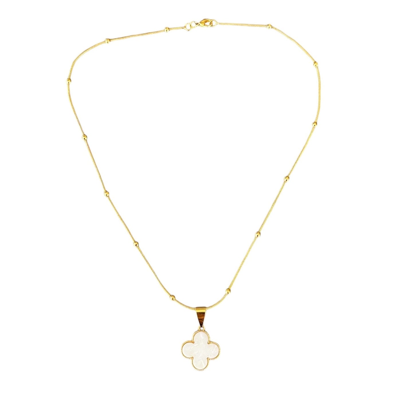 Round Bead Single Clover Bone Chain for Women - Delicate Clavicle Chain Jewelry with Elegant Design