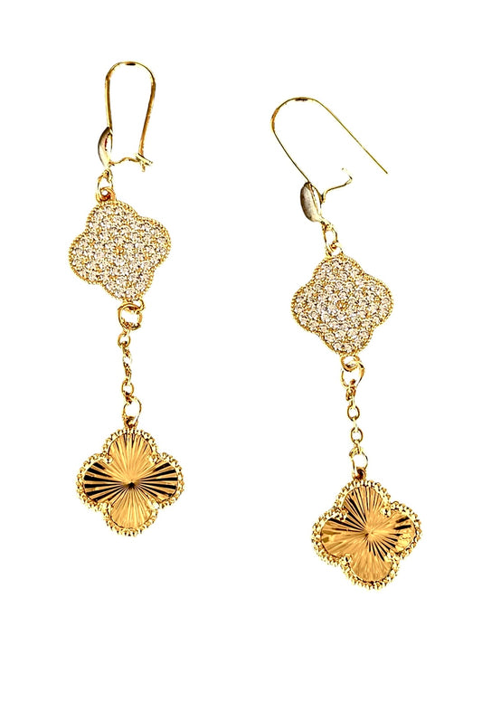 Double Clover Dangle Drop Earrings