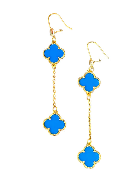 Double Clover Dangle Drop Earrings