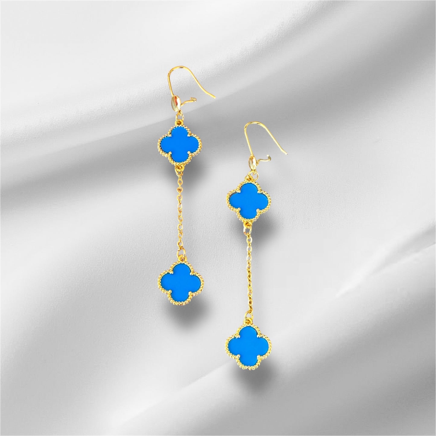 Double Clover Dangle Drop Earrings