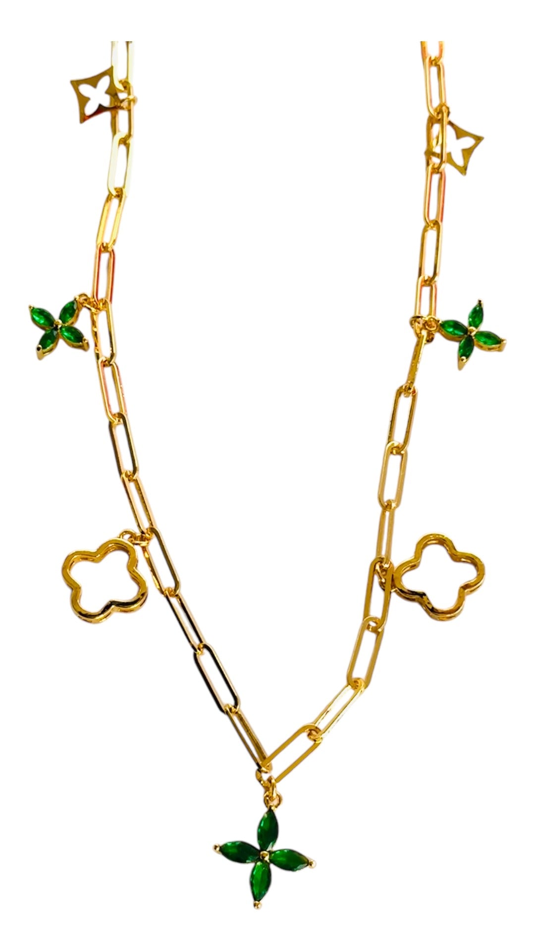 Four Leaf Clover PaperClip Necklace