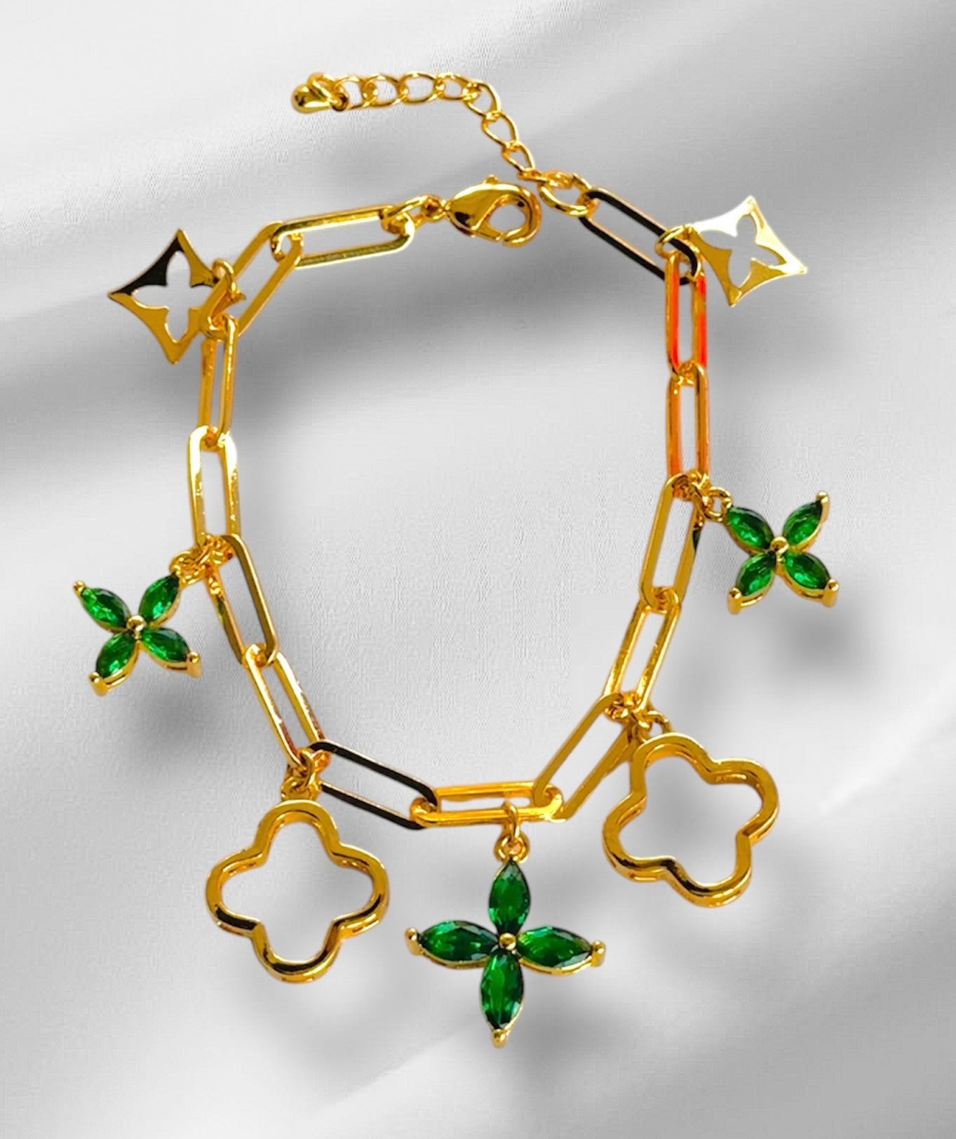 Four Leaf Clover Paper Clip Bracelet