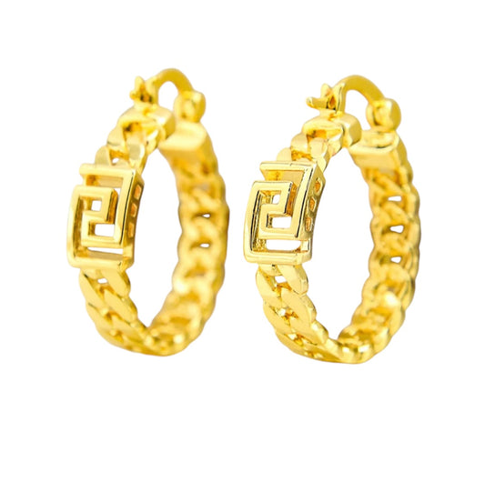 Greek hoop 18K Gold filled Dubai Link Chain Hoop Earrings for Women