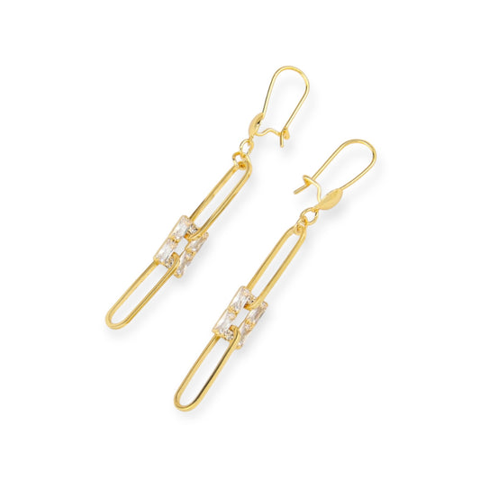 Dangle Drop Paperclip Link  Earring 18k Gold Filled Dubai