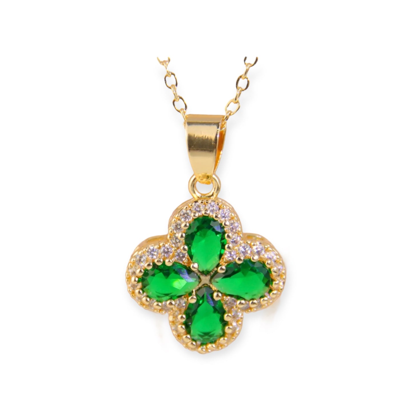 Lucky Single Clover Cubic Zirconia 18K Gold Filled Dubai