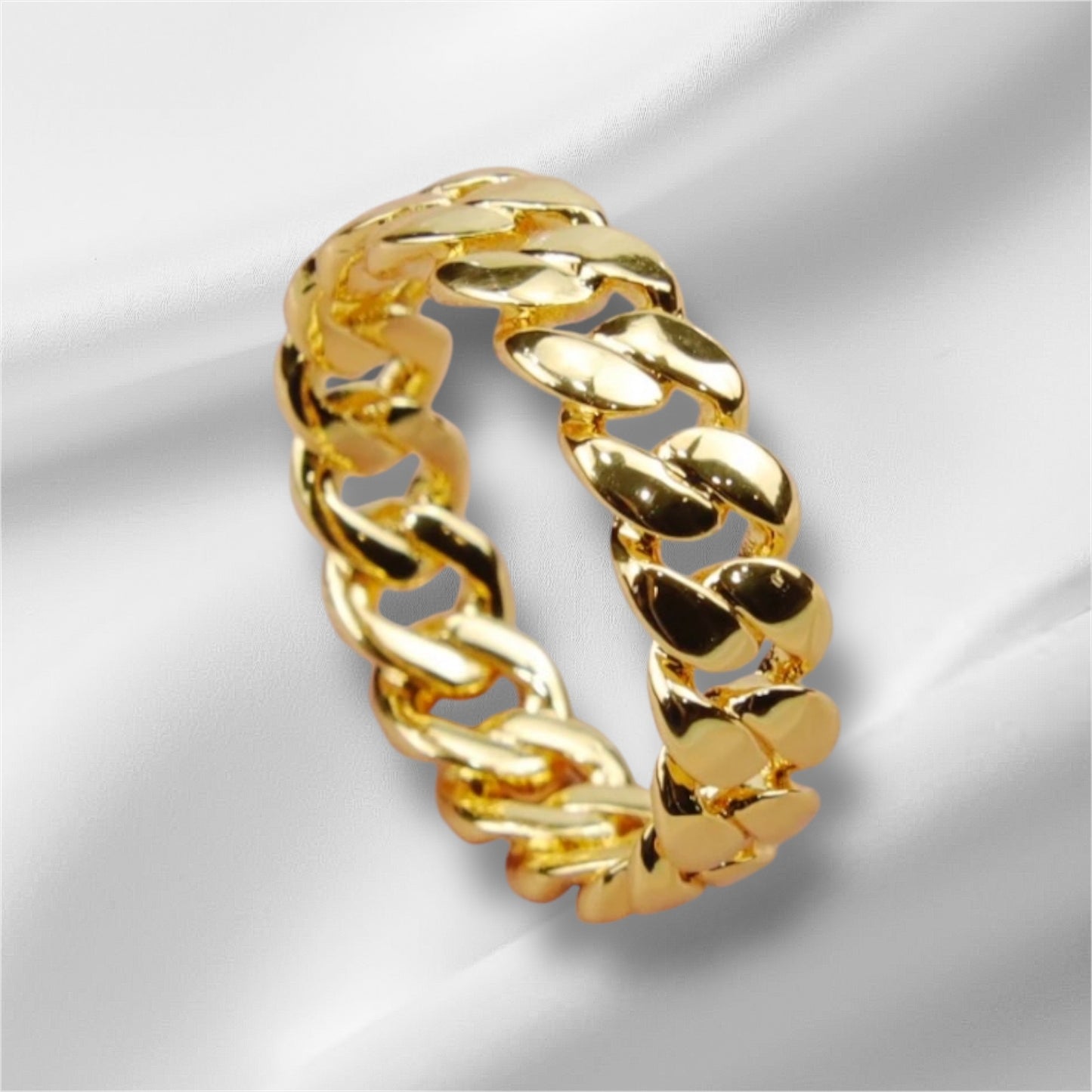 Wide Band Cuban Link Chain Ring