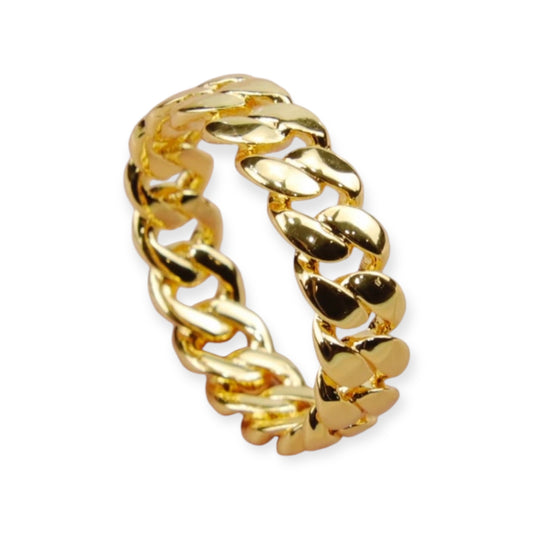 Wide Band Cuban Link Chain Ring