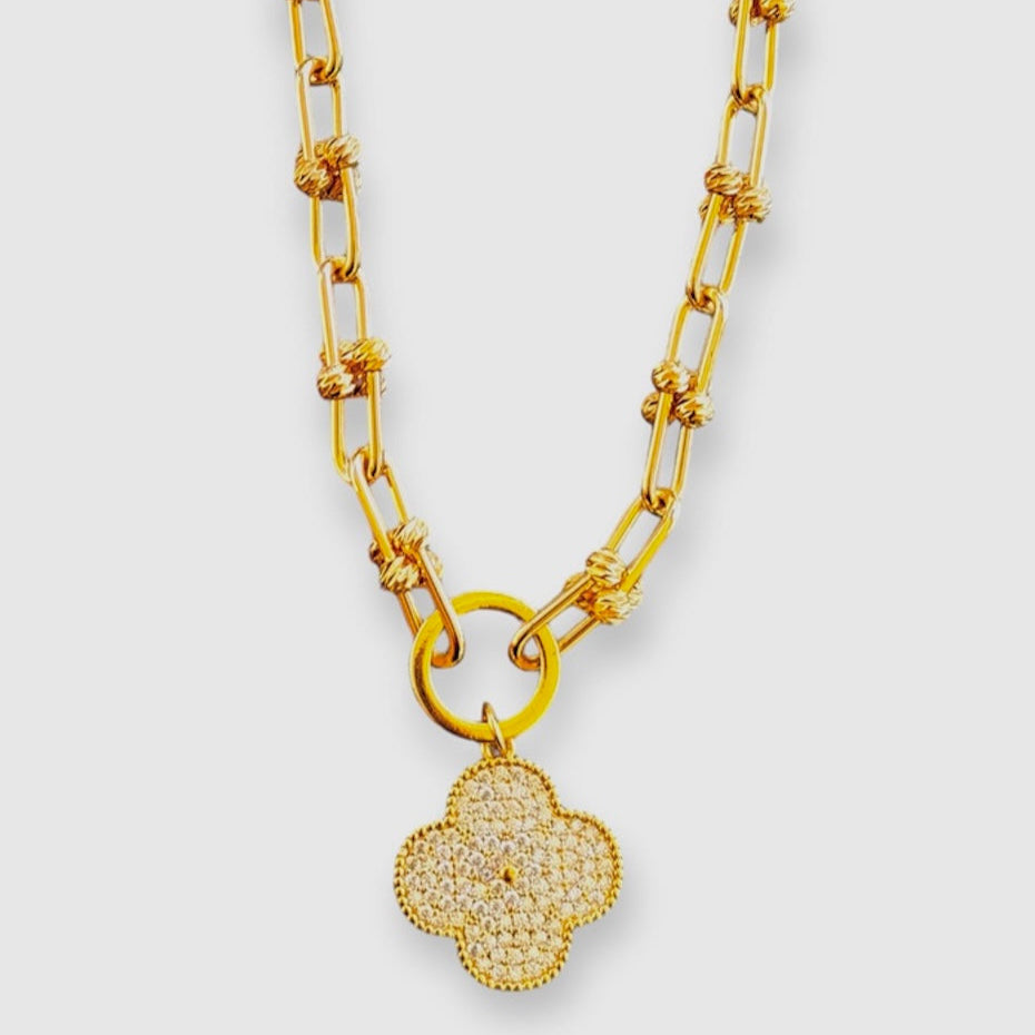 U Shaped Paperclip Chains Necklace for Women 18K Gold Filled Dubai