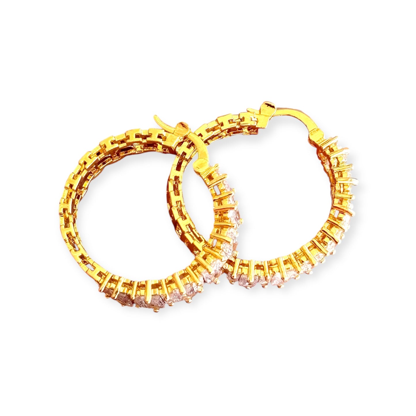 Trendy White Cubic Zirconia Hoop Earring