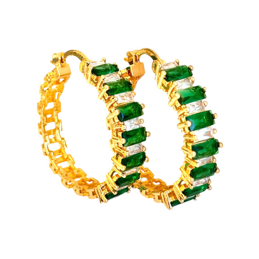 Trendy Cubic Zirconia Hoop Earrings