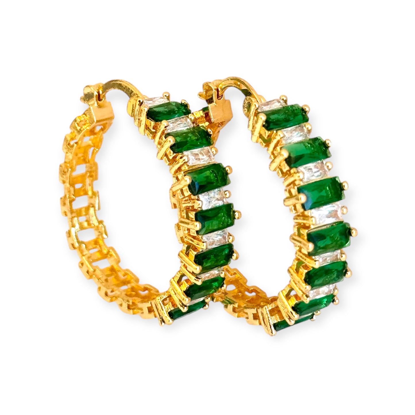 Trendy Cubic Zirconia Hoop Earrings