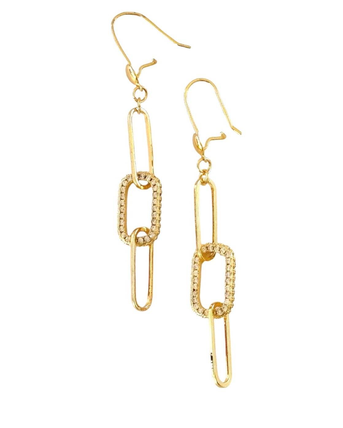 Paperclip Chain Link Earrings with Cubic Zirconia – Dangle Earrings