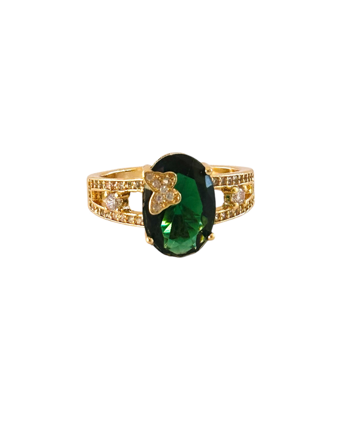 Butterfly Green Cubic Zirconia Ring