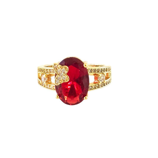 Butterfly Red Cubic Zirconia Ring