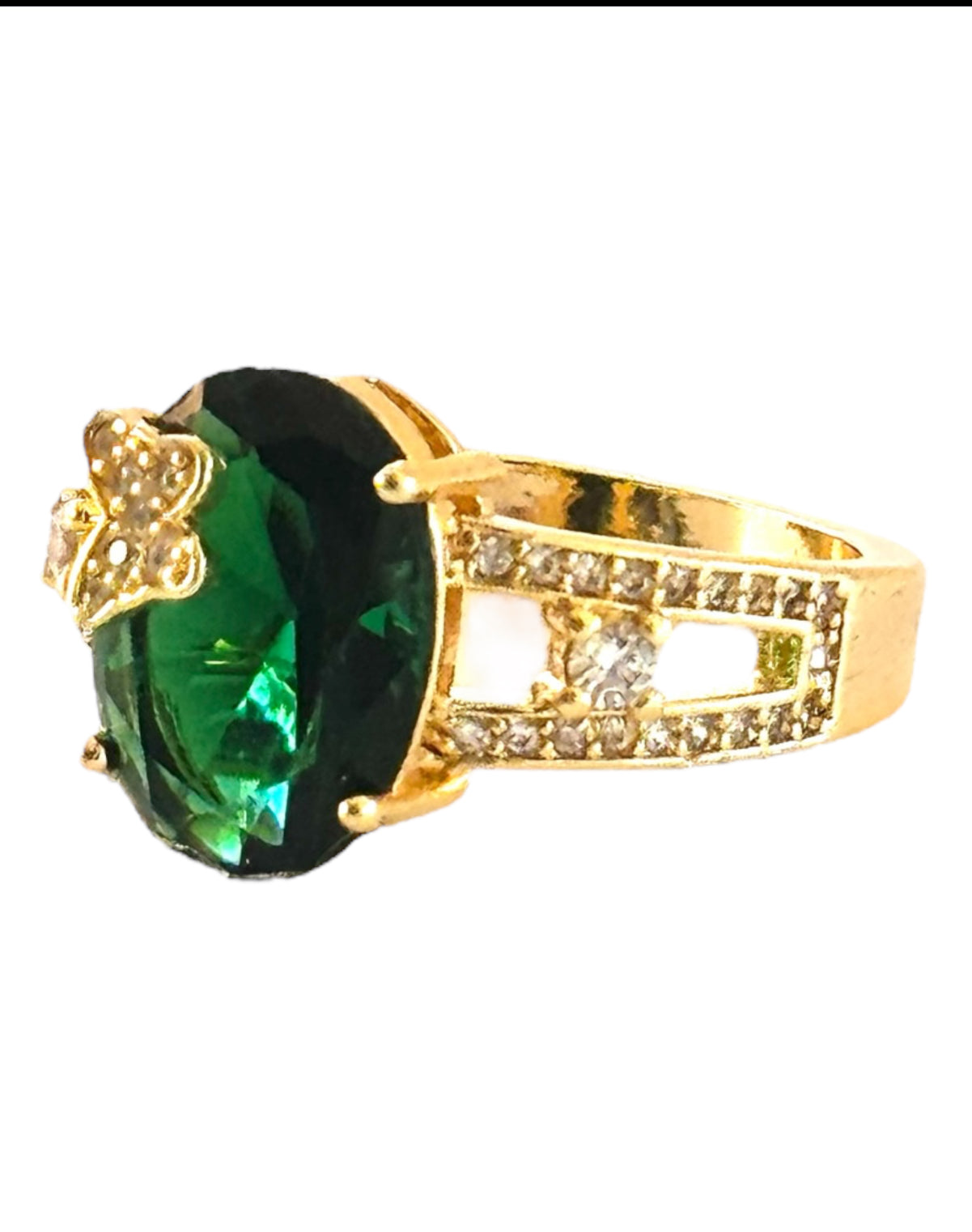 Butterfly Green Cubic Zirconia Ring