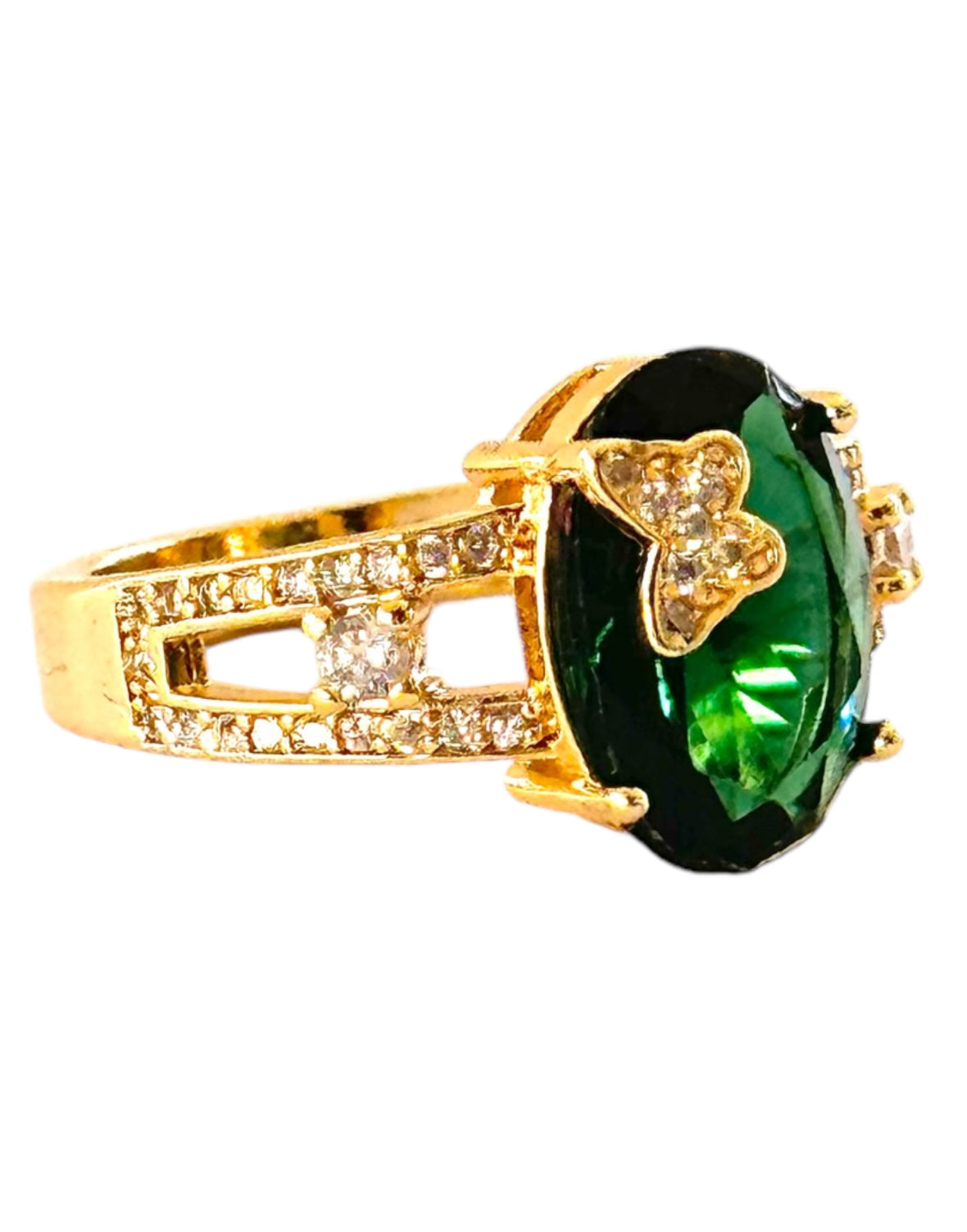 Butterfly Green Cubic Zirconia Ring