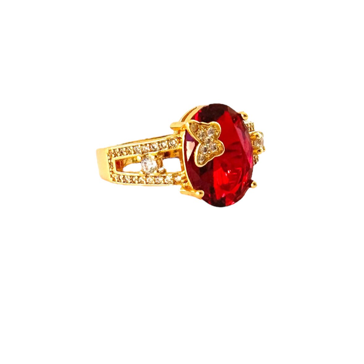 Butterfly Red Cubic Zirconia Ring