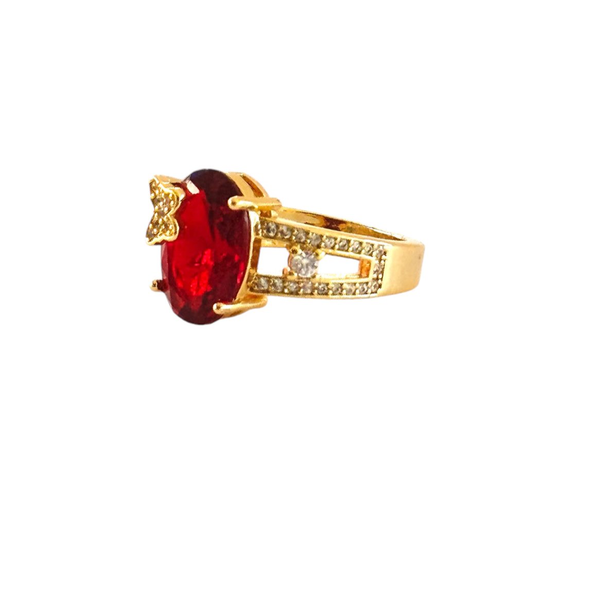 Butterfly Red Cubic Zirconia Ring