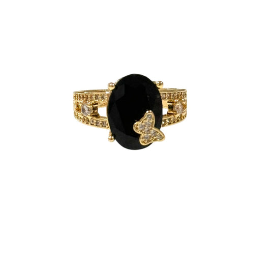 Butterfly Black Cubic Zirconia Ring