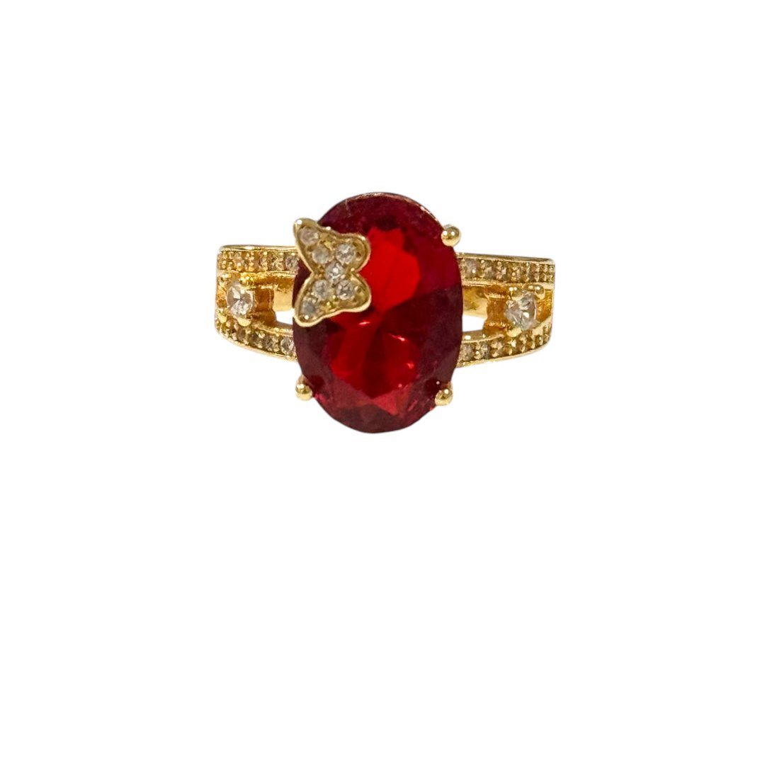 Butterfly Red Cubic Zirconia Ring