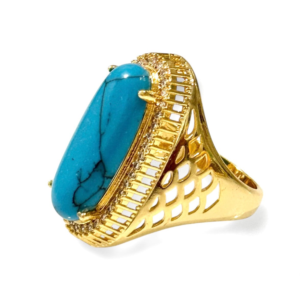 Stone Rings Turquoise Rings 18K Gold Filled Dubai