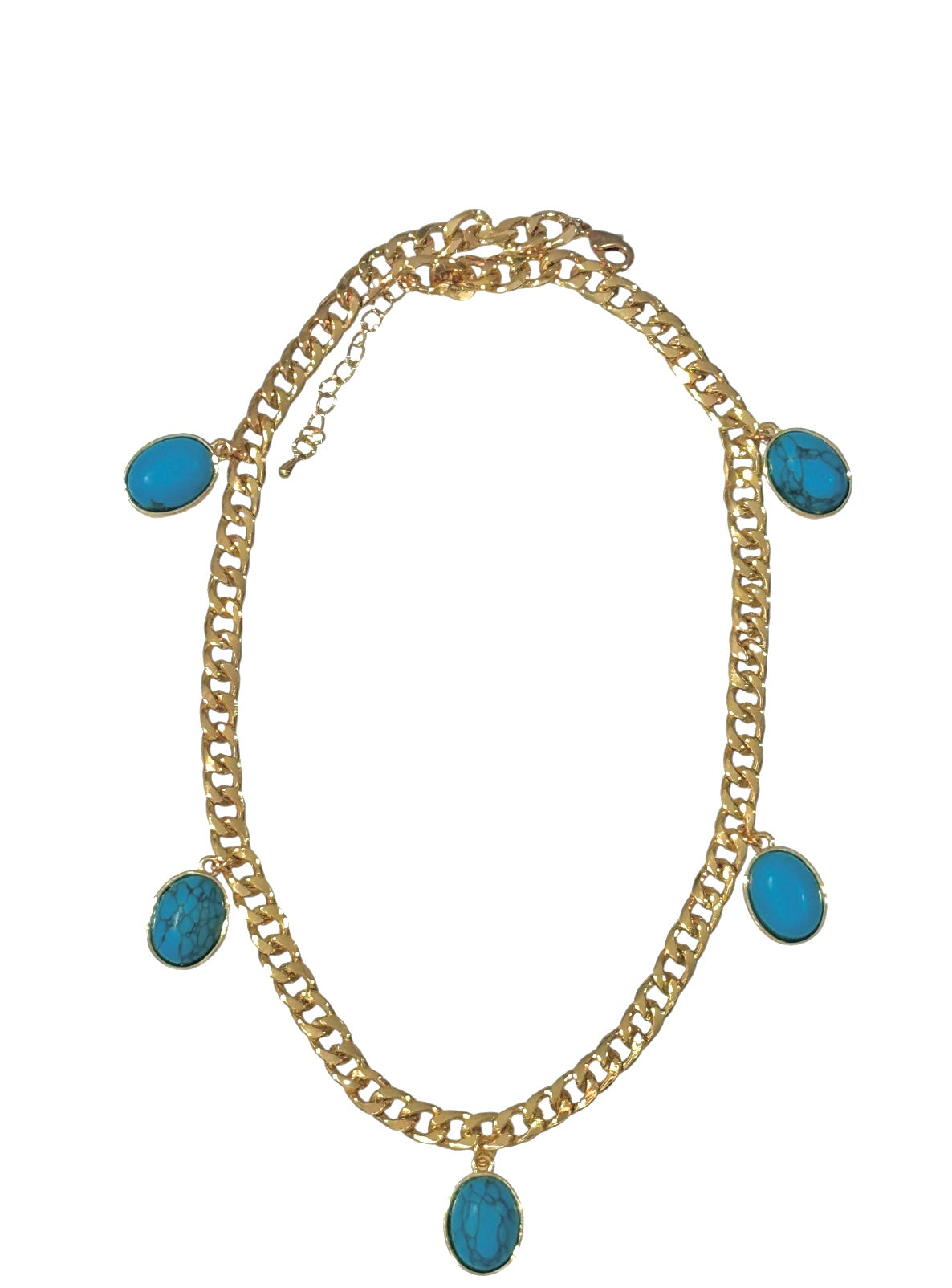 Turquoise Stone Cuban Link Necklace