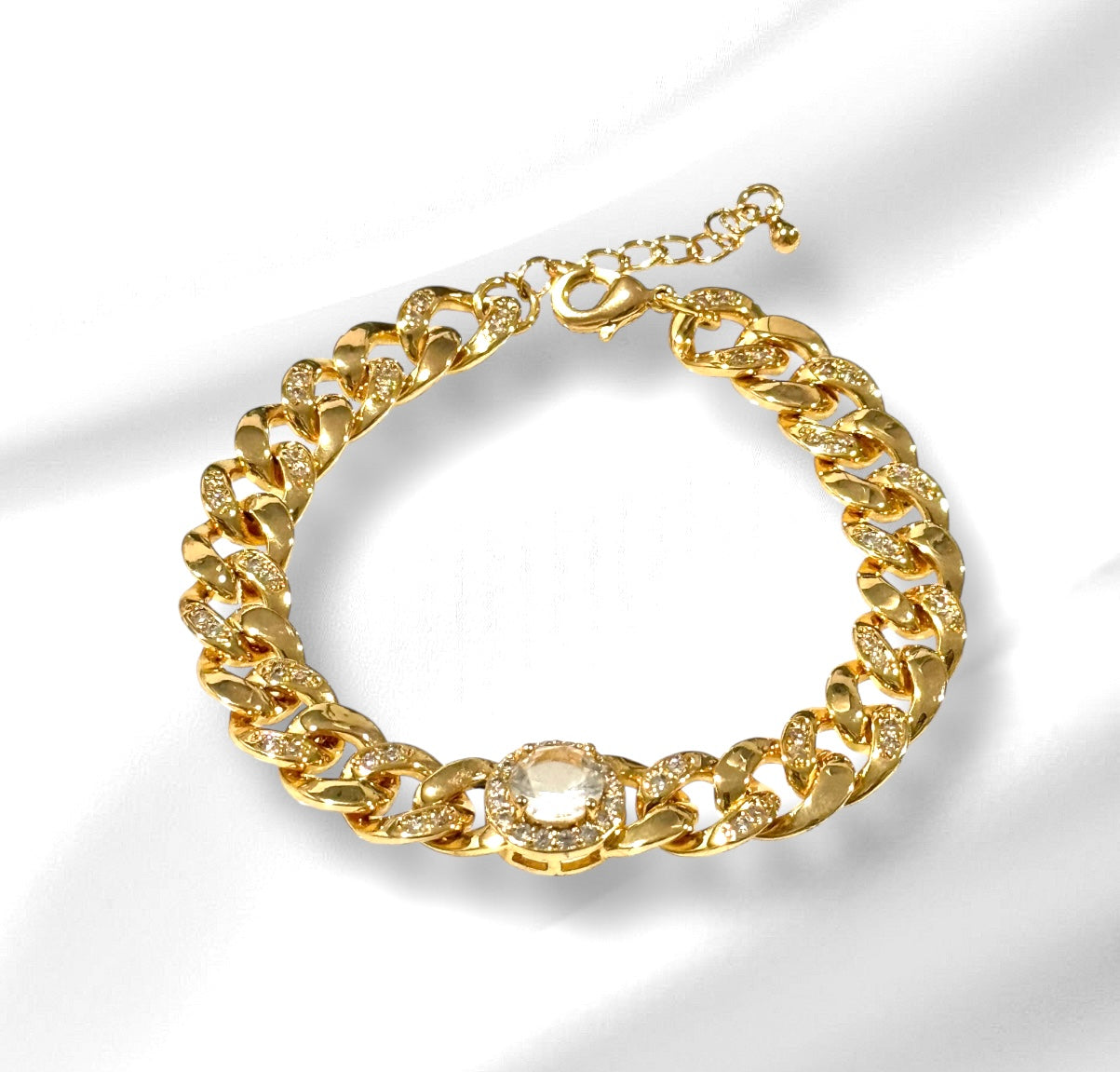 Single Stone Cuban Link Bracelet