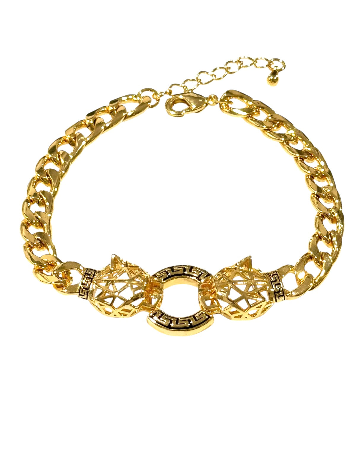 Leopard Greek Style Cuban Link Bracelet