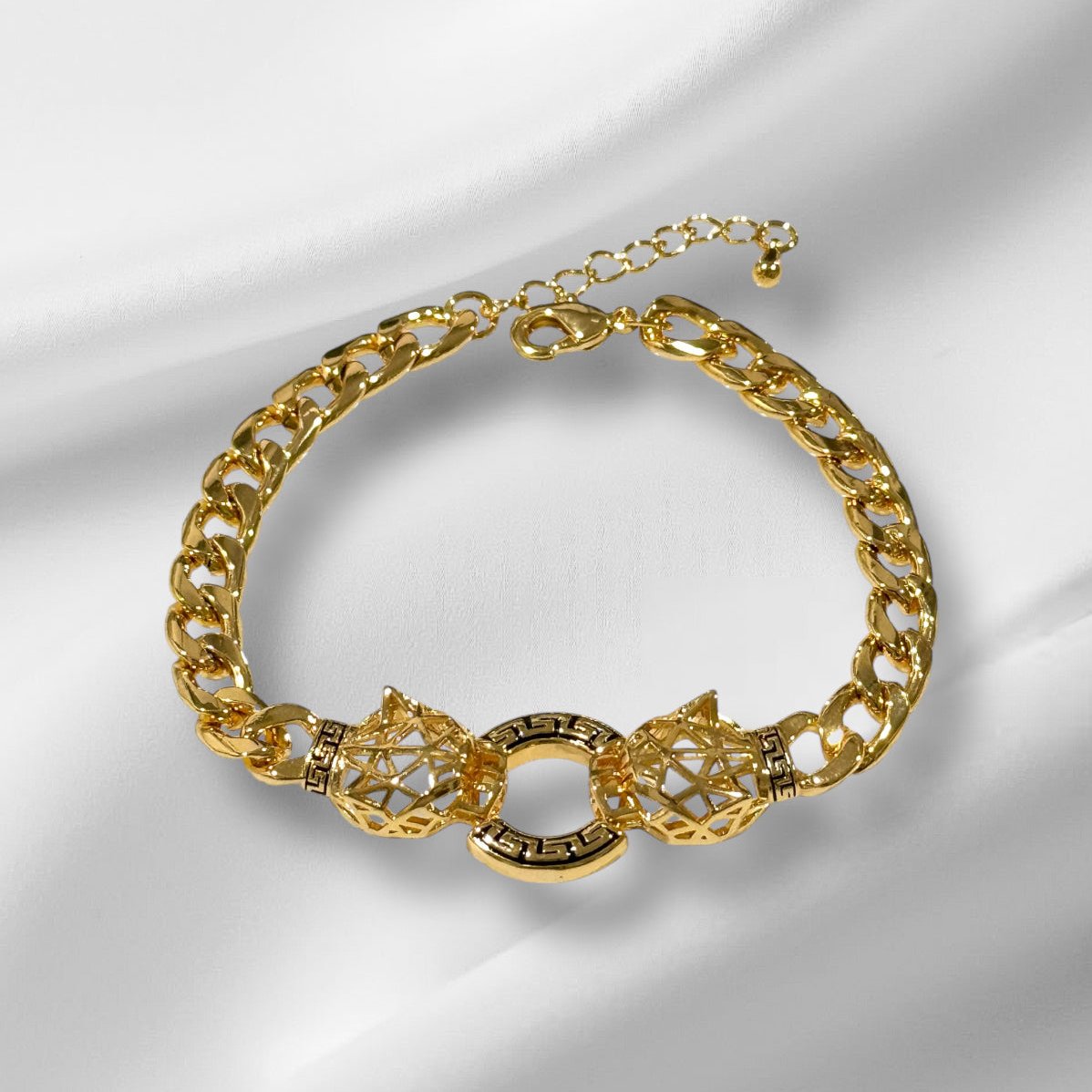 Leopard Greek Style Cuban Link Bracelet