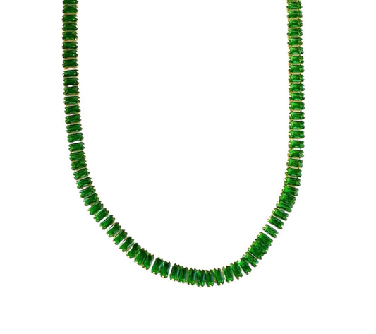 Green Tennis Necklace for Women, 18K Gold filled Dubai Cubic Zirconia Necklace Dainty Jewelry