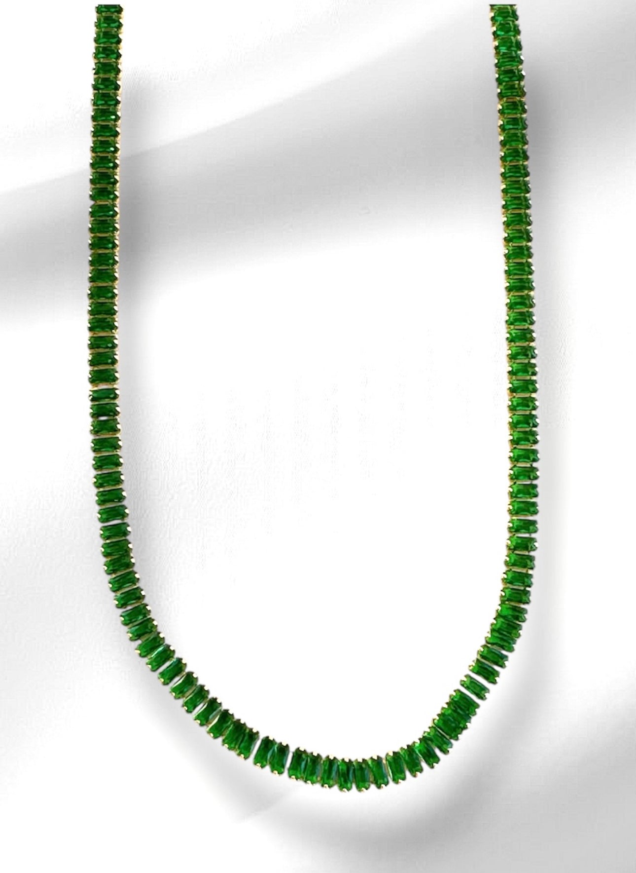 Green Tennis Necklace for Women, 18K Gold filled Dubai Cubic Zirconia Necklace Dainty Jewelry