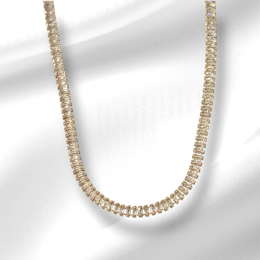 White Tennis Necklace for Women, 18K Gold filled Dubai Cubic Zirconia Necklace Dainty Jewelry