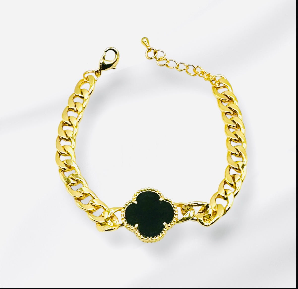 Clover Charm Cuban Link Bracelet