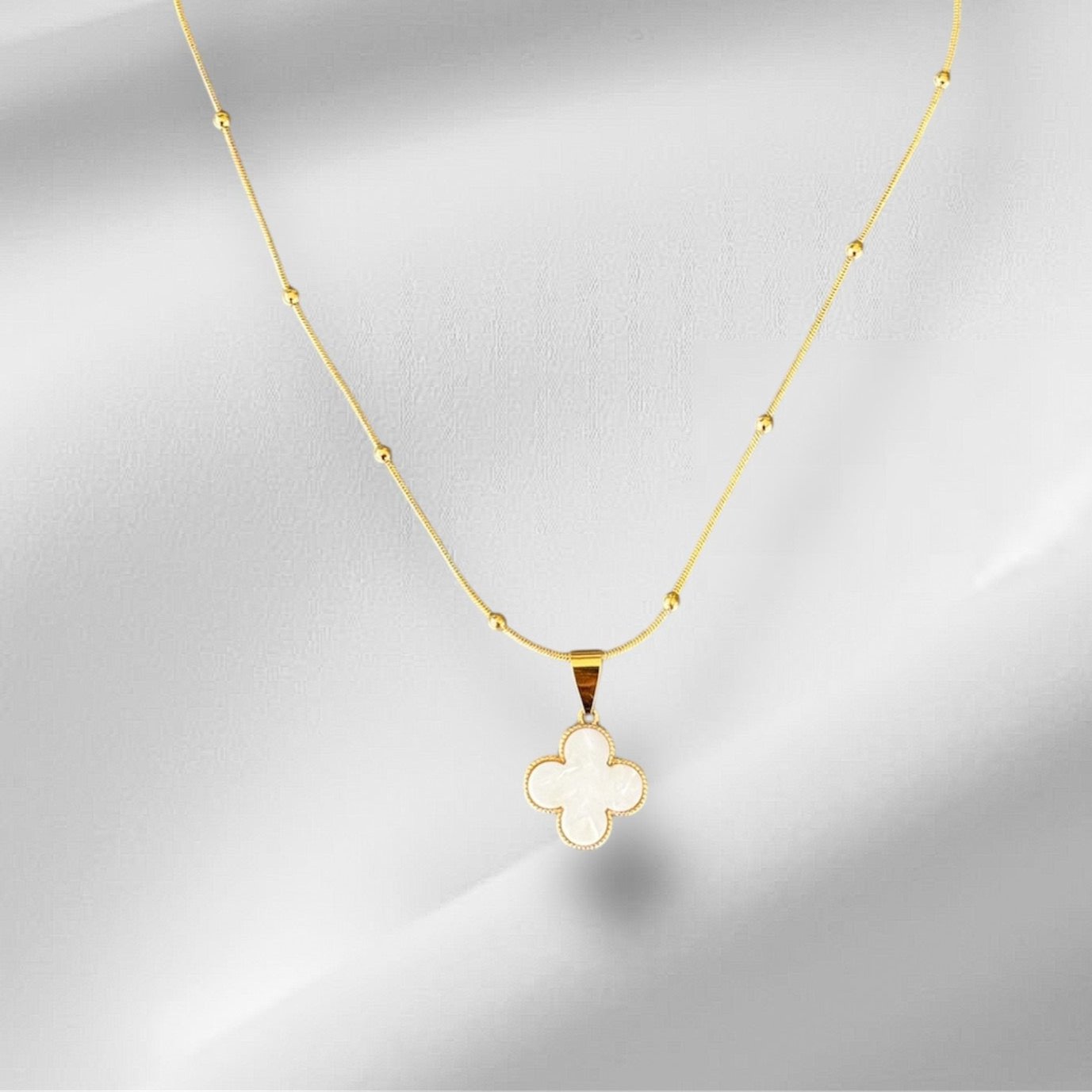 Round Bead Single Clover Bone Chain for Women - Delicate Clavicle Chain Jewelry with Elegant Design